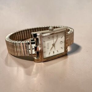 Bulova Women's Stainless Steel Quartz Square Dial Stretch Bracelet Watch